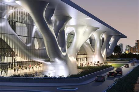 Outside image of the Qatar Education and Convention Center
