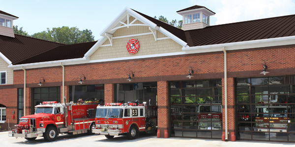 cornell extreme series sectional door on fire station bay