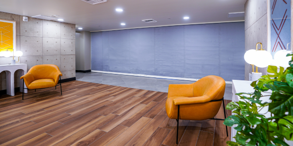 SmokeShield Fabric Smoke and Fire Door in lobby