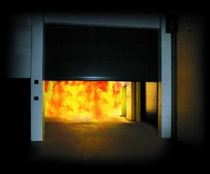 fire door with fire background