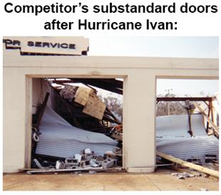 Hurricane Garage Doors Competitors Damage