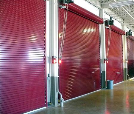 Insulated Roll Up Garage Doors Red