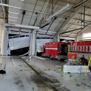 Tornado door damge at fire department