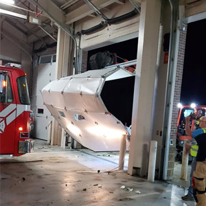 Tornado door damge at fire station